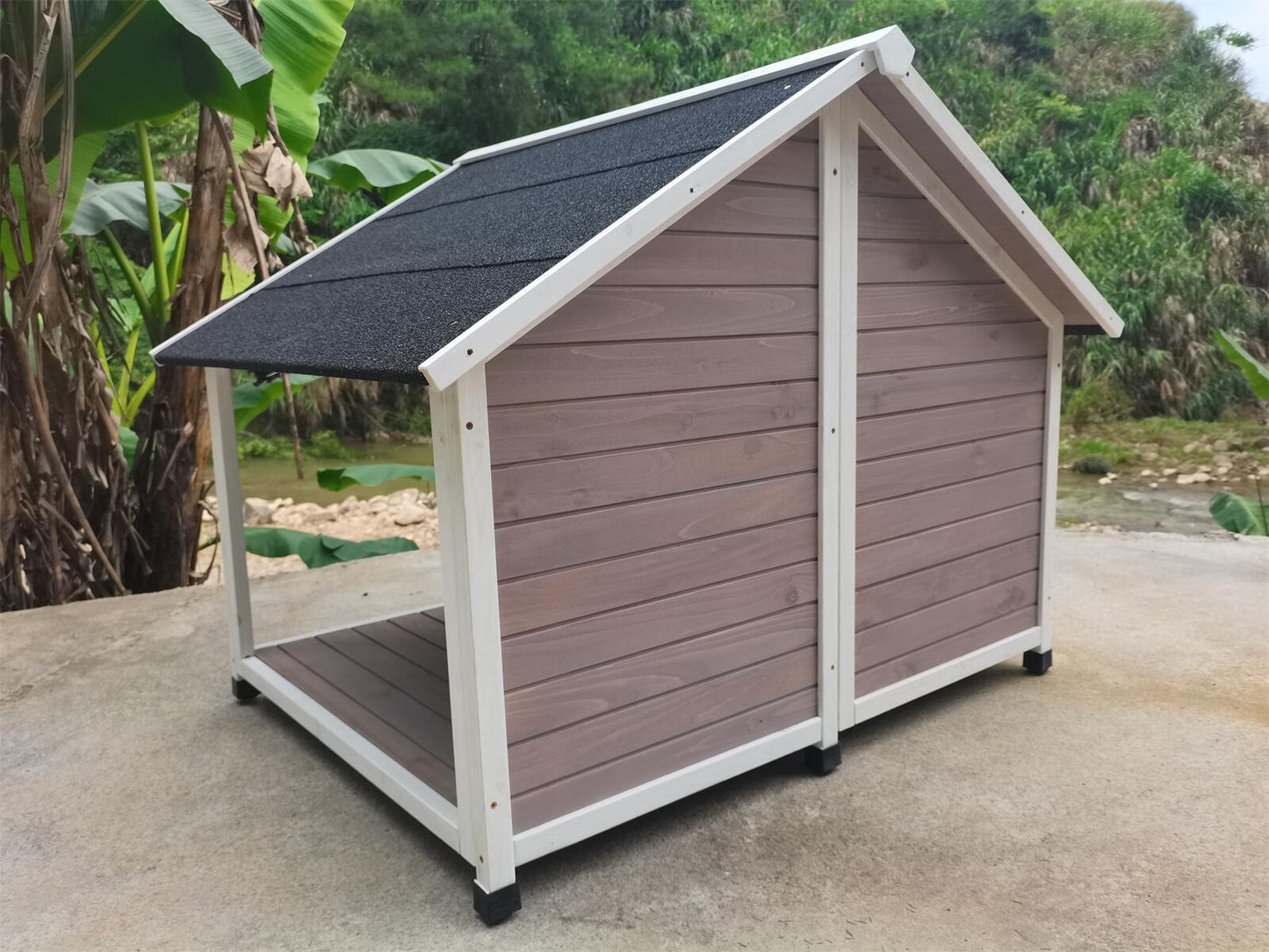 Timber Pet Dog Kennel 130x105x100cm Grey