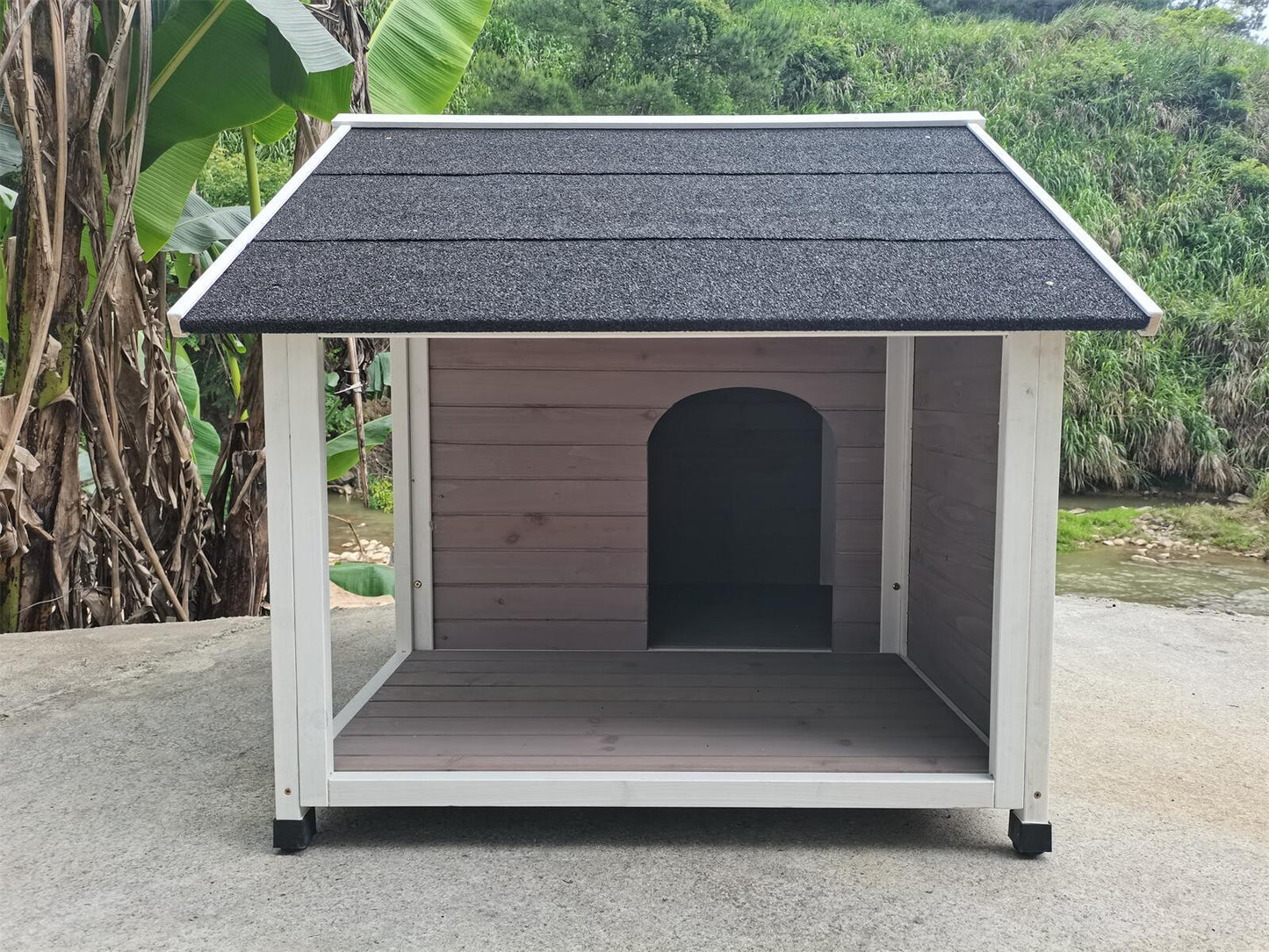 Timber Pet Dog Kennel 130x105x100cm Grey