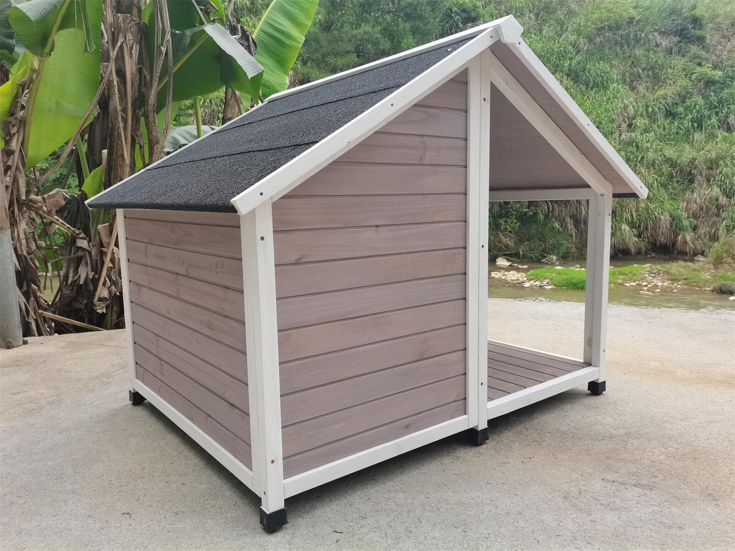 Timber Pet Dog Kennel 130x105x100cm Grey