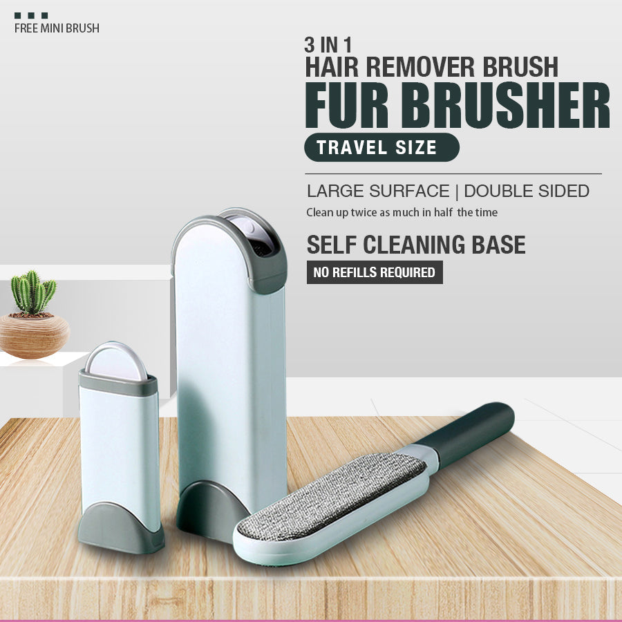 3 in 1 Furs Brusher, Pet Hair Lint Remover & Brush Self-cleaning Base