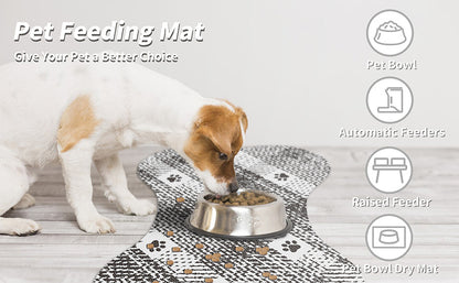 Green And White Pet Feeding Mat 50x70cm - Anti-Slip, Durable Diatom Mud Mat for Dogs and Cats, Easy to Clean